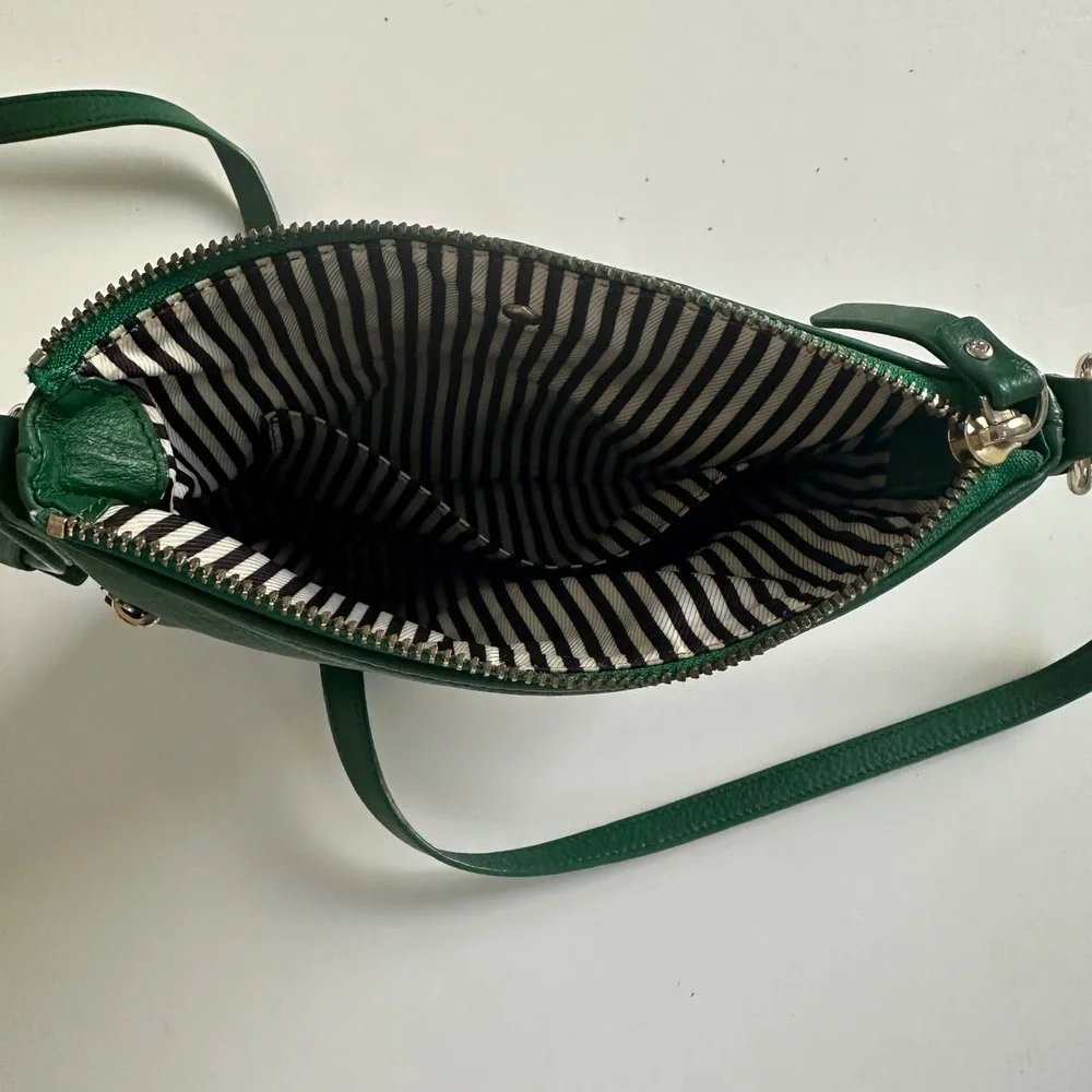 Kate Spade Crossbody Bag Women S Green Preppy Pebbled Leather Gold Zip Handbag